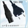 VDE 2 round pin copper wire Power cord with vertical plug and socket